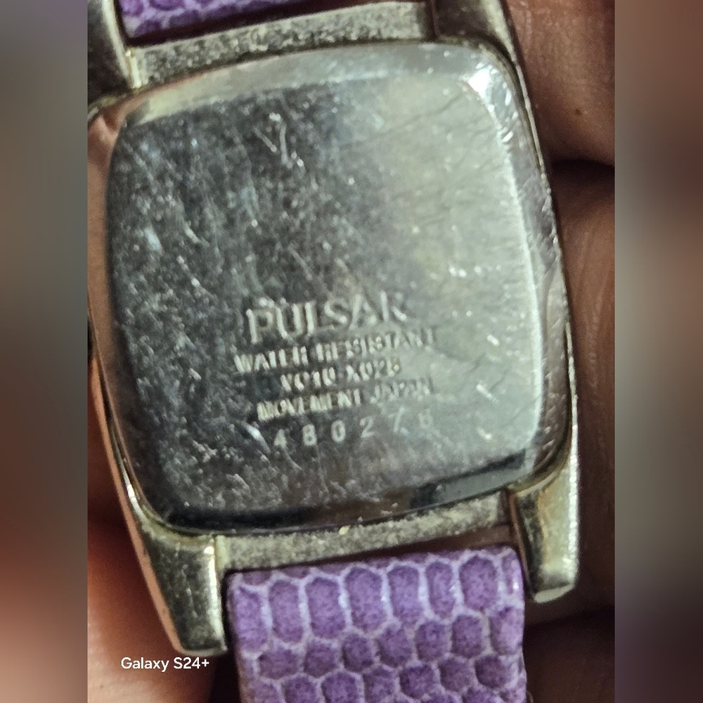 Pulsar Watch Women VC10-XD28 20mm Silver Tone Purple Leather Band New Battery - Picture 5 of 7